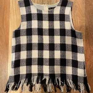 Zara black and white fringe tank